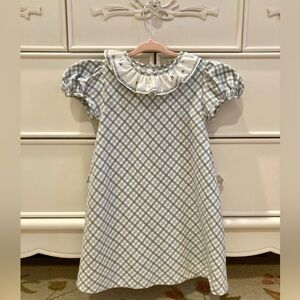 Luli and Me  Elegant toddler blue ruffle collar dress-Size 4T